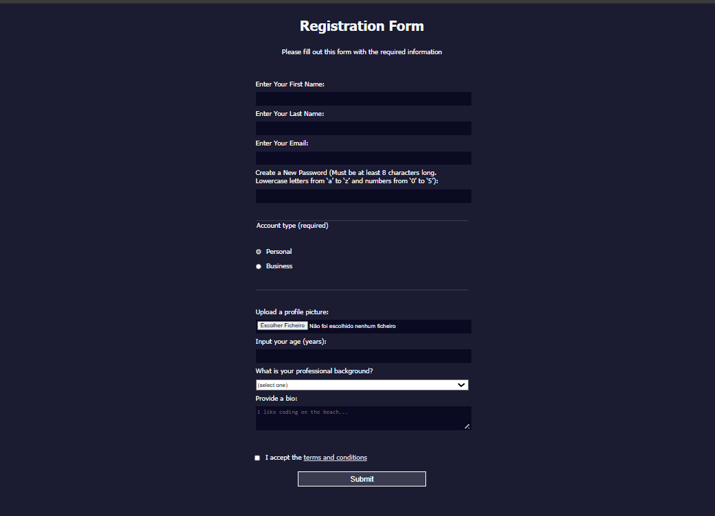 Registration Form Project